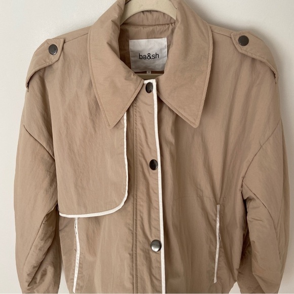 ba&sh Korence Cropped Trench Coat Beige size XS Cotton Utility Minimalist - Picture 6 of 14